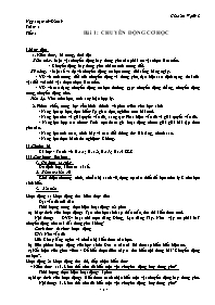 Giáo án Vật lí Lớp 8 - Tiết 1, Bài 1: Chuyển 