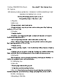 Kế hoạch bài dạy Lịch sử 8 - Tuần 11+12 - Năm