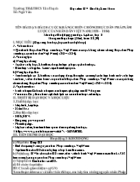 Kế hoạch bài dạy Lịch sử 8 - Tuần 28+29 - Năm