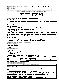 Kế hoạch bài dạy Lịch sử 8 - Tuần 30+31 - Năm