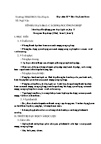 Kế hoạch bài dạy Lịch sử 8 - Tuần 4+5 - Năm h