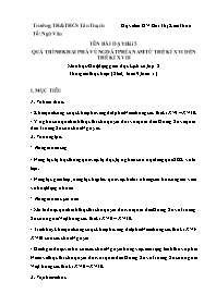 Kế hoạch bài dạy Lịch sử 8 - Tuần 9+11 - Năm