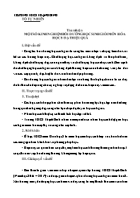 Tham luận Mốt số kinh nghiệm bồi dưỡng học si