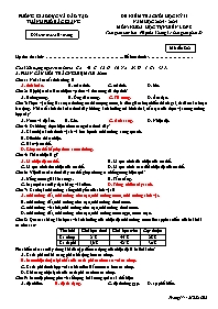Đề kiểm tra cuối học kì 2 môn Khoa học tự nhi