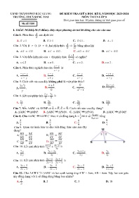 Đề kiểm tra giữa kì 2 môn Toán 8 - Năm học 20